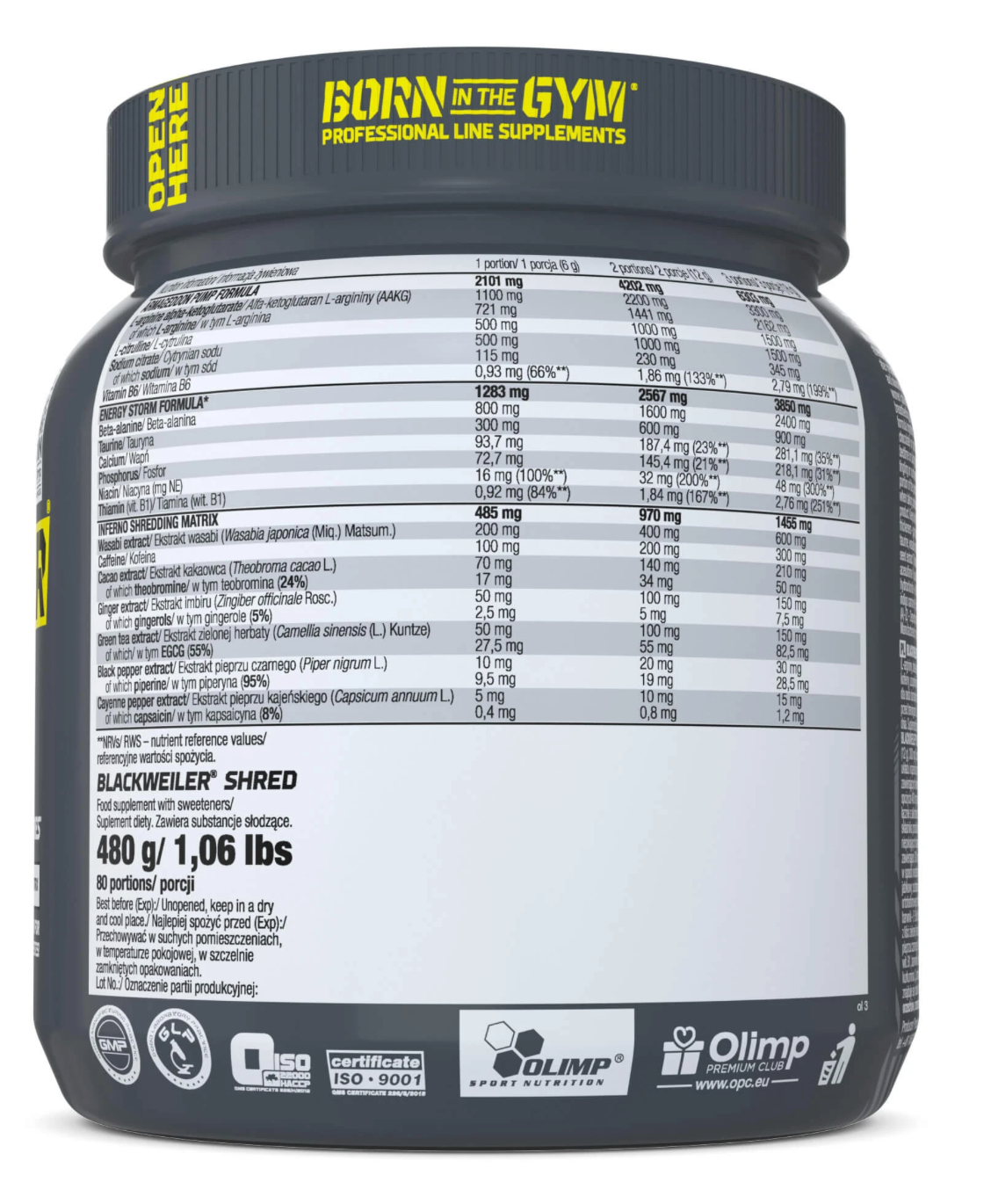 Olimp BLACKWEILER® Shred 480g